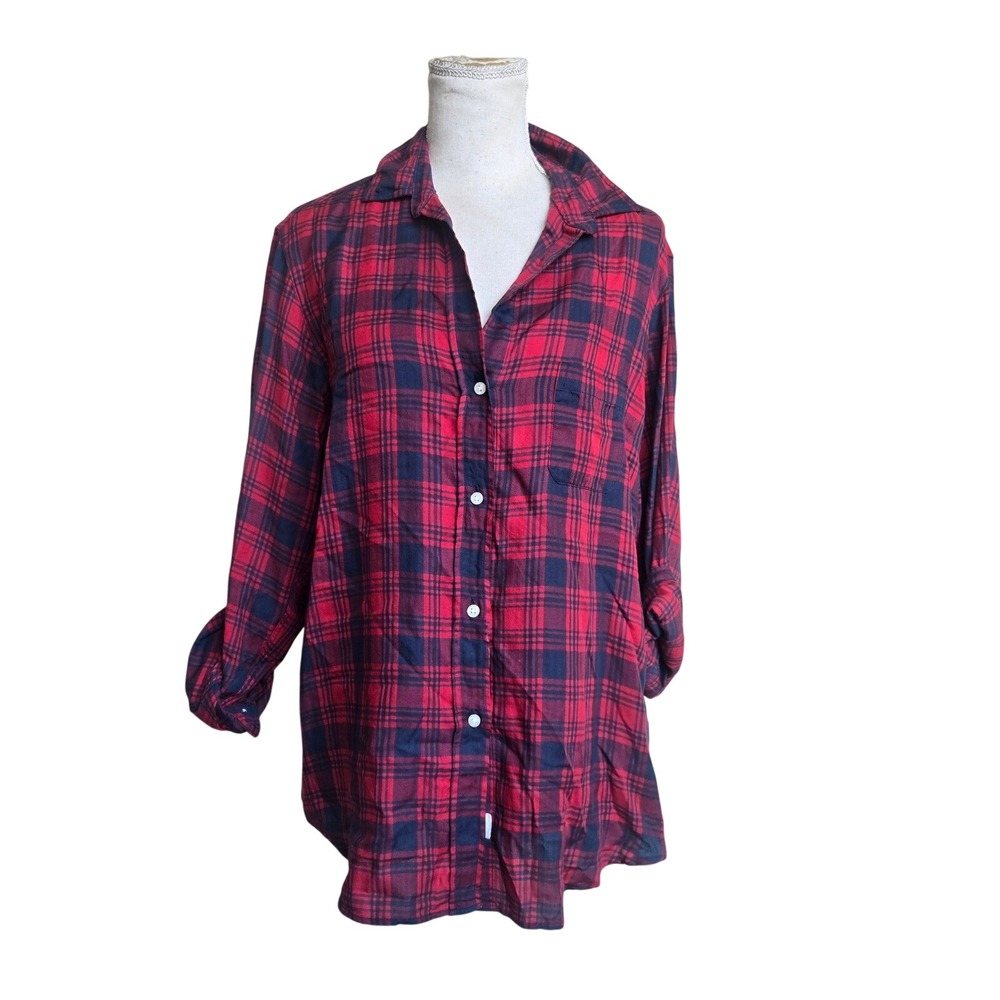 Grayson M Plaid The Hero Button Down Shirt Long Sleeve Red Blue Frank &‎ Eileen